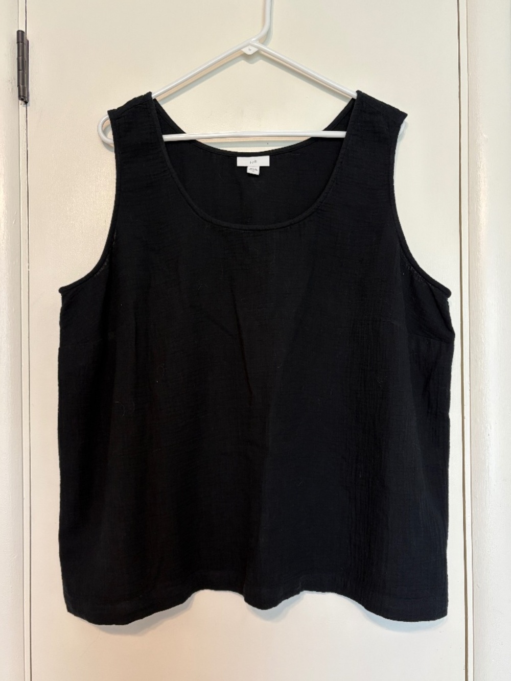 J. Jill Women's Plus Sleeveless Cotton-Gauze Tank Top Shirt 2X Black
